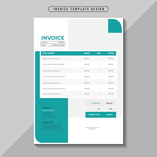 Modern elegant corporate business invoice template Premium Vector