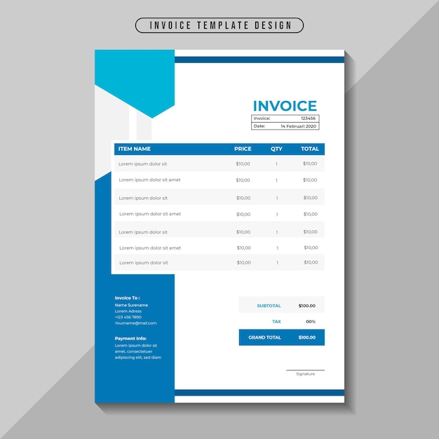 Modern elegant corporate business invoice template Premium Vector