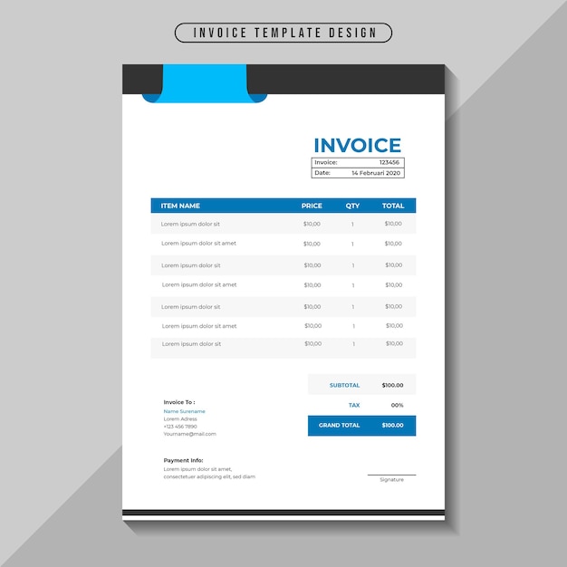 Modern elegant corporate business invoice template Premium Vector