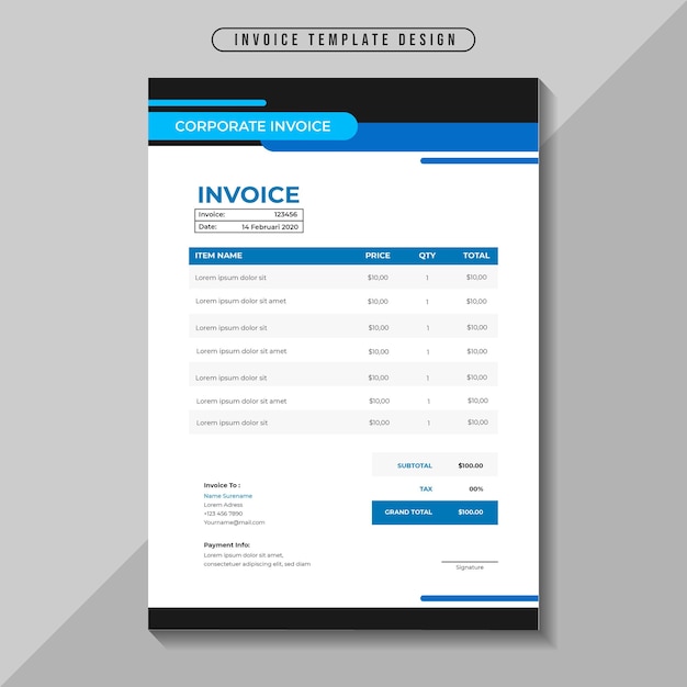 Modern elegant corporate business invoice template Premium Vector