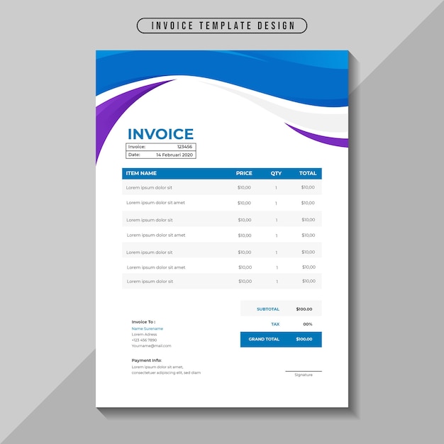 Modern elegant corporate business invoice template Premium Vector