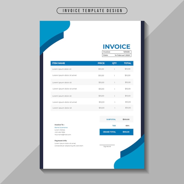 Modern elegant corporate business invoice template Premium Vector