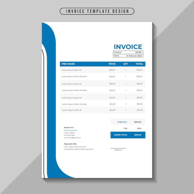 Modern elegant corporate business invoice template Premium Vector