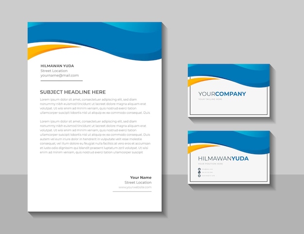 Modern elegant corporate business letterhead and id card template Premium Vector