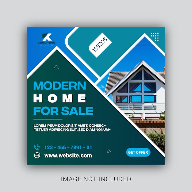 Modern elegant real estate building social media facebook instagram post template eps vector