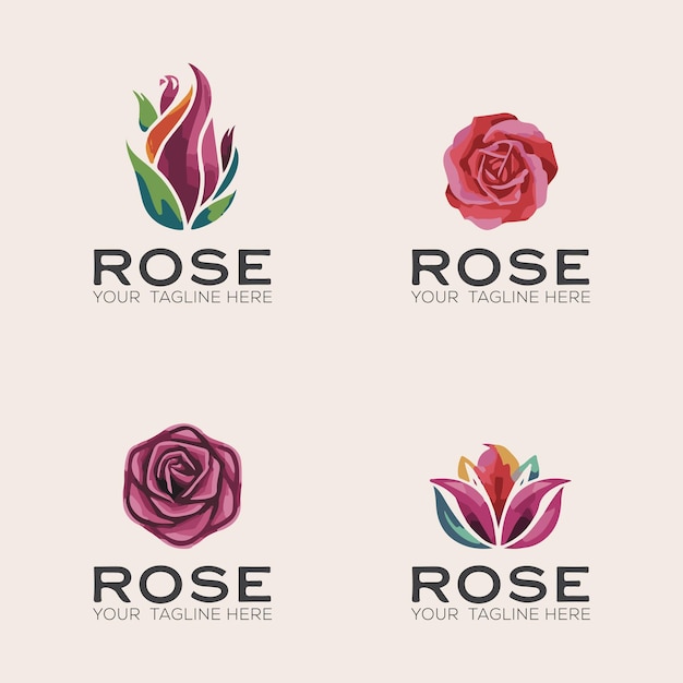 Vector modern elegant rose flower logo design