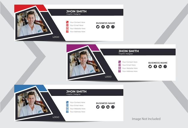 Modern Email Signature Design Template with three colors