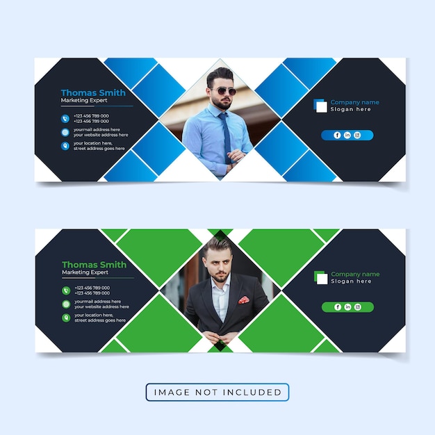 Modern email signature or email footer and personal facebook cover template set