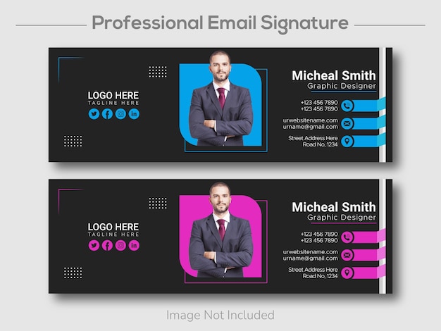 Modern email signature or email footer and personal social media cover design