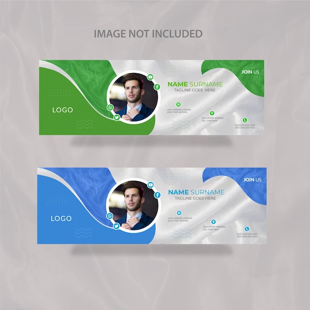 Modern Email Signature Vector Template Design or Personal Social Media Template