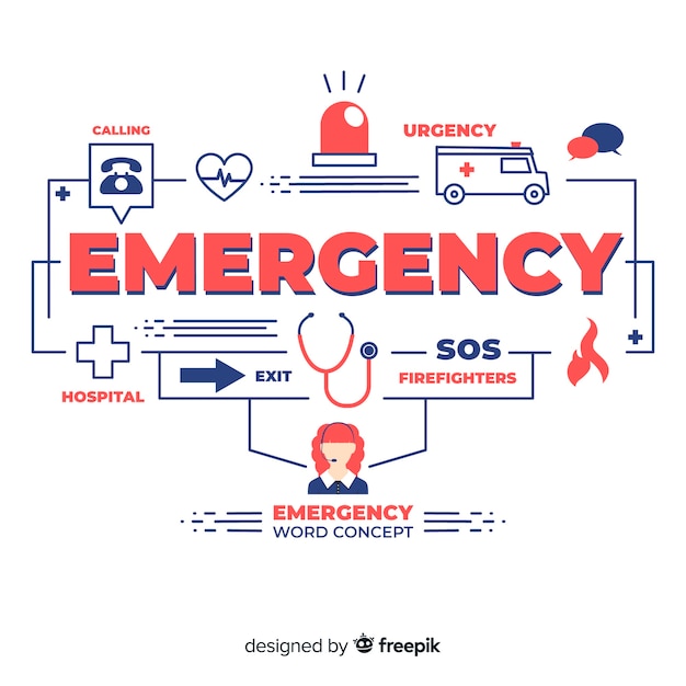 Modern emergency word concept with flat design