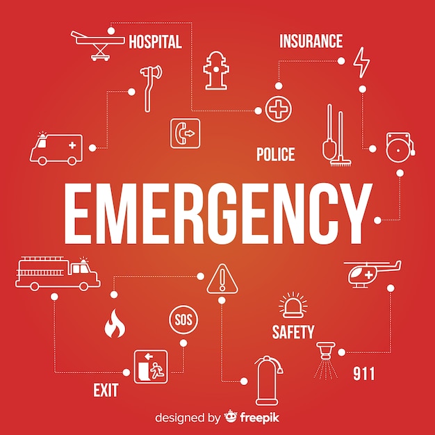 Modern emergency word concept with flat design