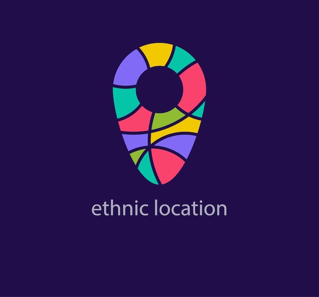 Modern ethnic place location logo Unique design color transitions Colorful pin logo template