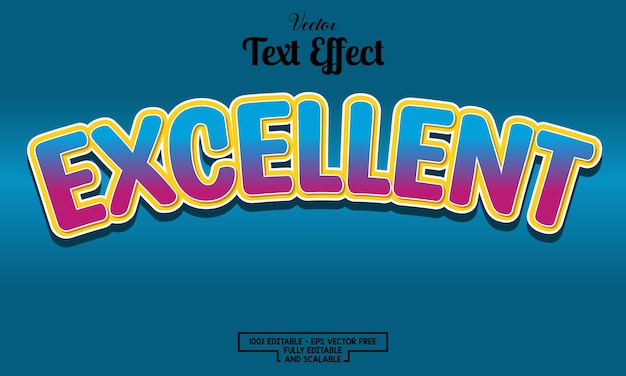 modern excellent on blue background editable text effect