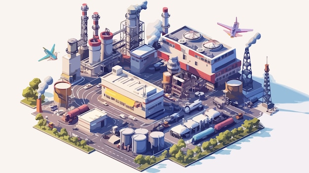 Vector modern factory isometric map video concept