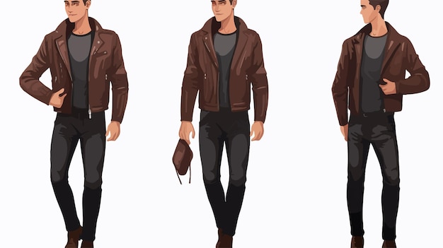 Vector modern fashion infographic featuring stylish man in leather jacket