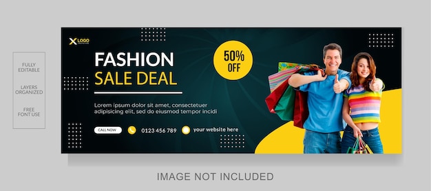 Modern fashion sale facebook cover design banner template