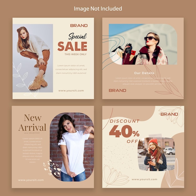 modern fashion sale  instagram post set premium Vector