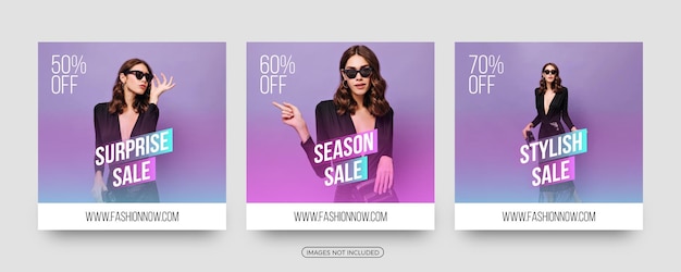 Modern Fashion sale offers social media post templates