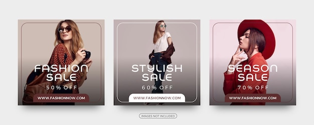 Modern Fashion sale offers social media post templates