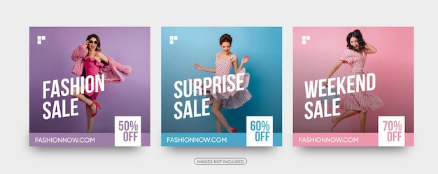 Modern Fashion sale offers social media post templates