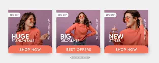 Modern Fashion sale social media post templates