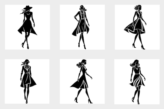 Modern Fashion Women Silhouette Designs for Trendy Projects