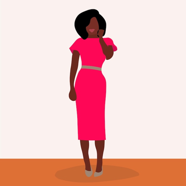 Modern Fashionable African Woman in elegant line art style vector