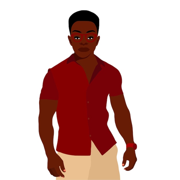 Modern fashionable black man in elegant art style vector