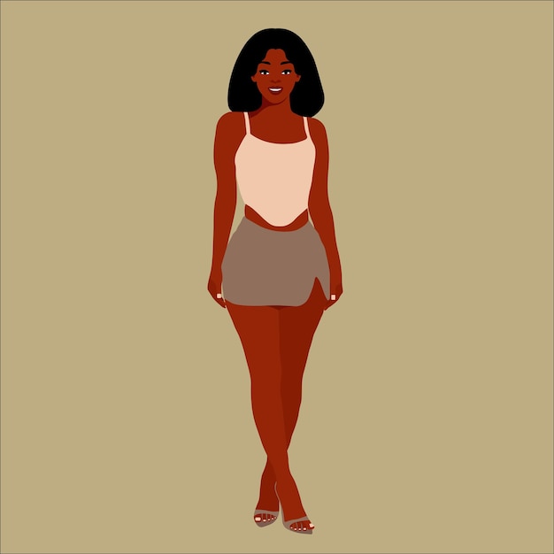 Modern fashionable black woman in elegant art style vector