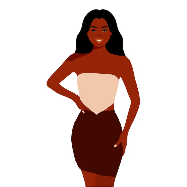 Modern fashionable black woman in elegant art style vector