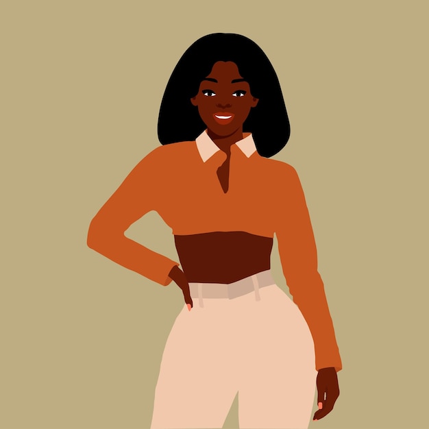 Modern fashionable black woman in elegant art style vector