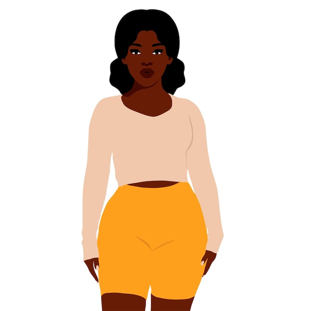 Modern fashionable black woman in elegant art style vector