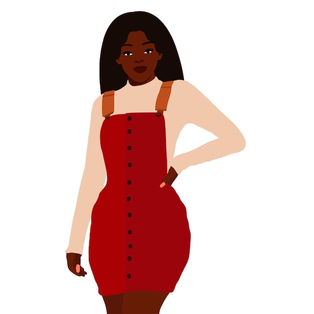 Modern fashionable black woman in elegant art style vector