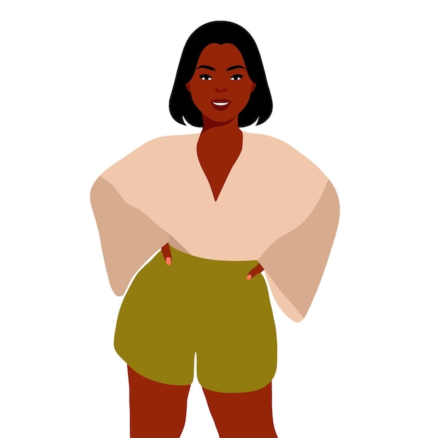 Modern fashionable black woman in elegant art style vector