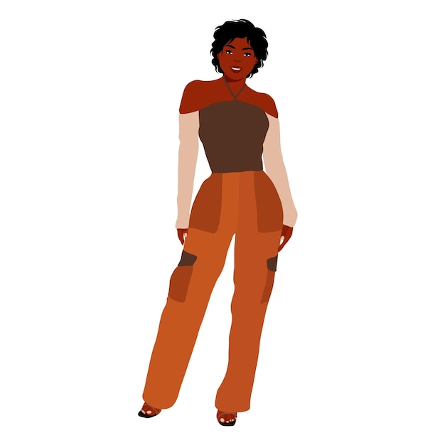 Modern fashionable black woman in elegant art style vector