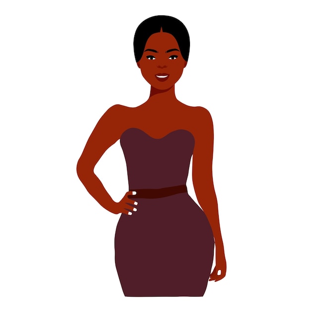 Modern fashionable black woman in elegant art style vector