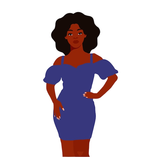 Modern fashionable black woman in elegant art style vector