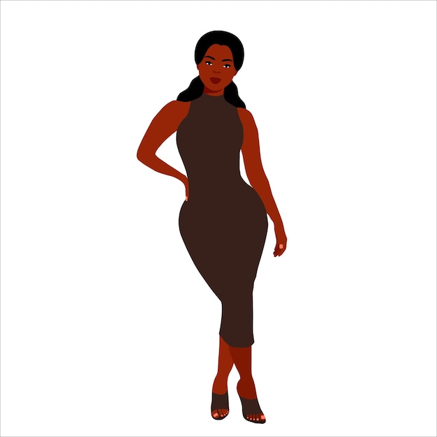 Modern fashionable black woman in elegant art style vector