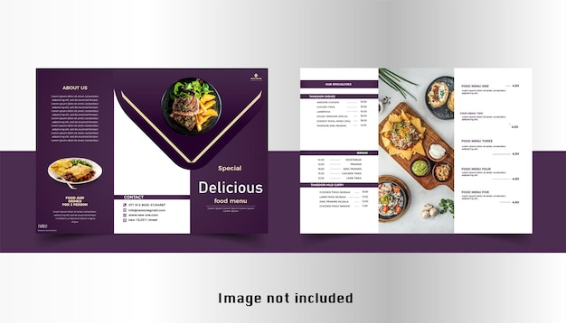 Vector modern fast food restaurant menu trifold brochure template