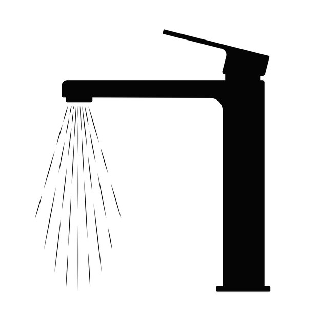 Modern faucet with handle open icon symbol Vector illustration