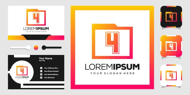 modern file logo design with numbers 4