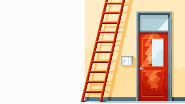 Modern Fire Escape and Door Vector Illustration with Free Space for Text