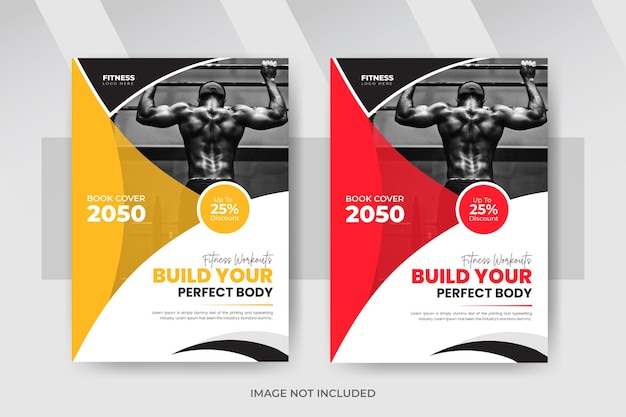 Vector modern fitness amp gym brochure book cover for training poster