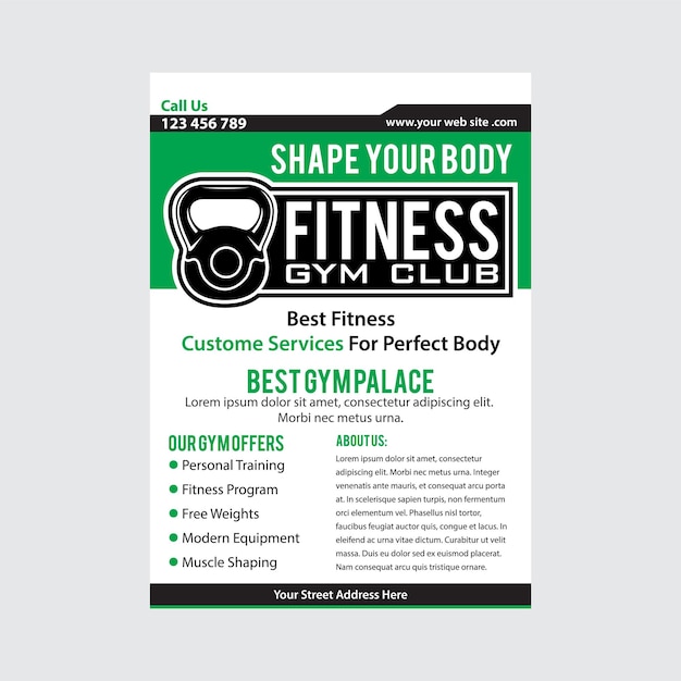 Modern fitness amp gym flyer template