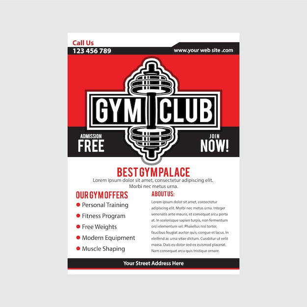 Modern fitness amp gym flyer template