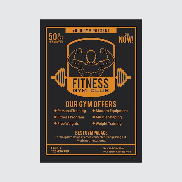 Modern fitness amp gym flyer template