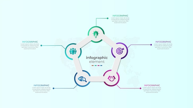 Modern five step business infographic diagram