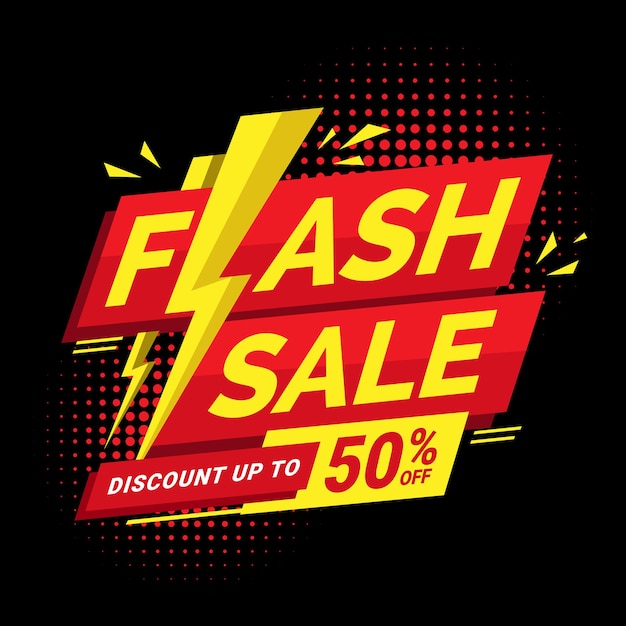 Modern flash sale banner discount with lightning icon perfect for boost your product promotion sales