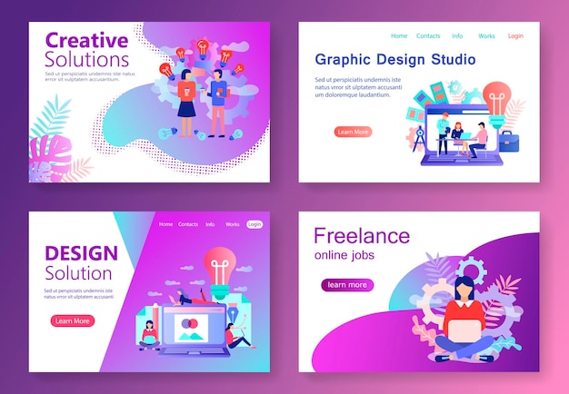 Vector modern flat concept web banner graphic design studio